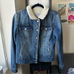 Denim Trucker Jacket with Sherpa Collar